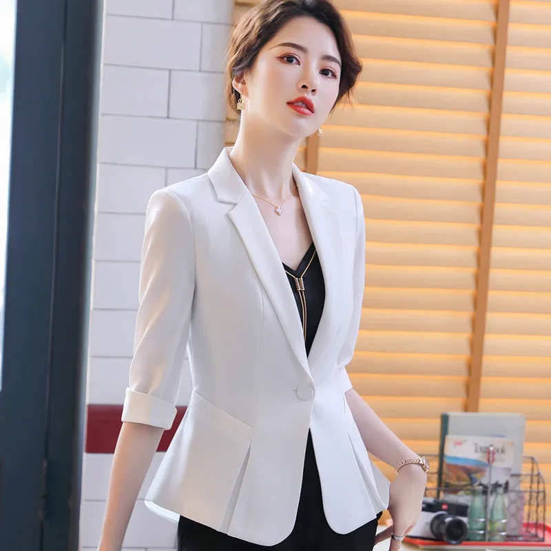 Casual Summer Coat For Ladies Orange Red Blazer Women New Summer