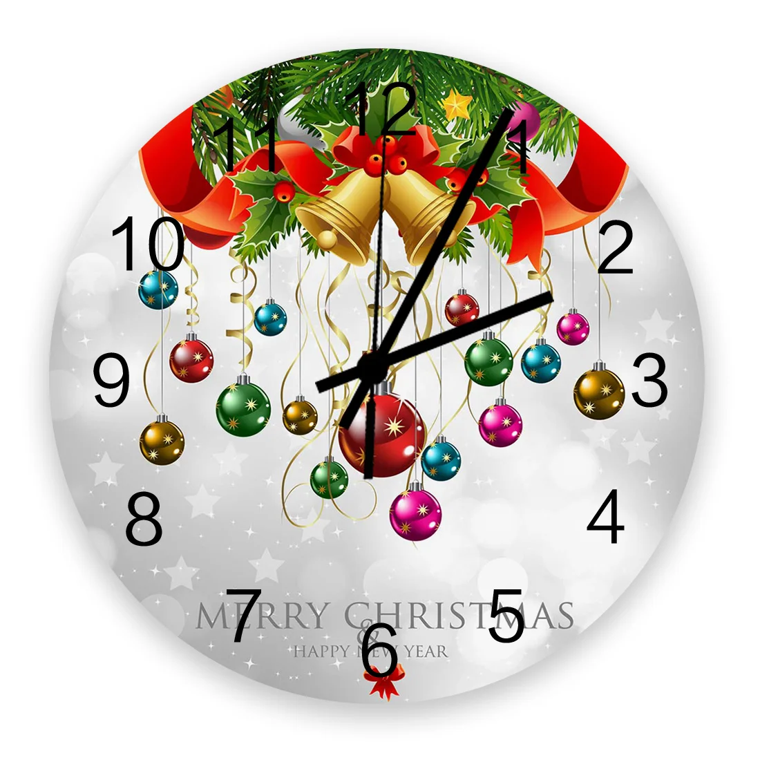 Merry Christmas Tree And Bell Wall Clocks Home Decor Silent Wooden Digital Clock Modern Design Living Room Kitchen Decoration | Дом и сад
