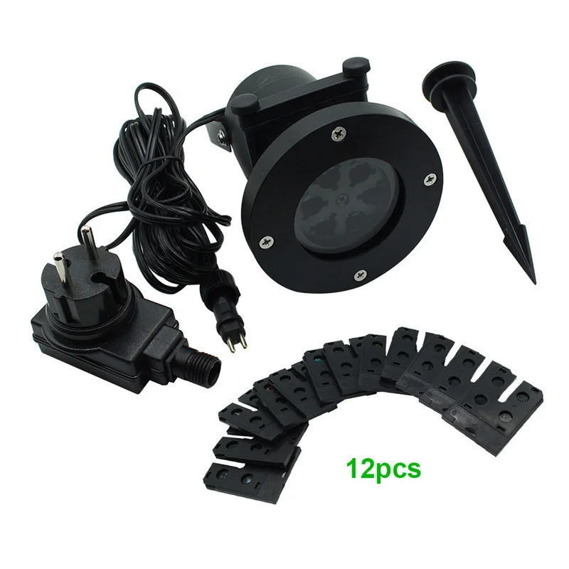 

LED Projector Light Waterproof Landscape Snowflake Spotlight with 12 Interchangeable Slides for Christmas Home Garden Decoration