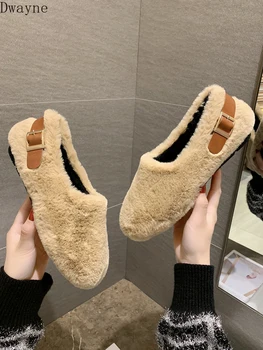 

Fur shoes women winter wear ins a pedal women's shoes new 2019 autumn shoes fashion flat bottom wild red shoes