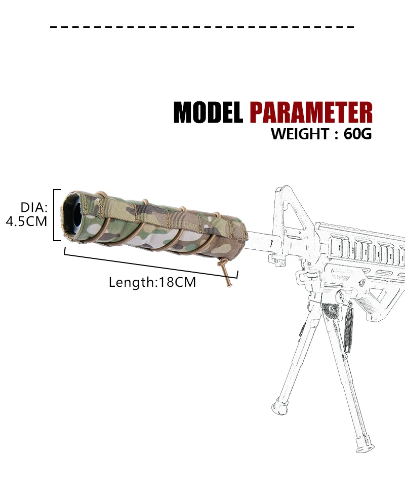 IDOGEAR 18 см/" подавитель глушителя Тепловая крышка Щит рукав глушитель стрельба Военные Аксессуары для страйкбола 3529