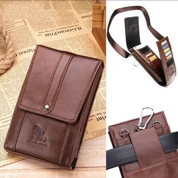 

Old Lion Leather Men's Mobile Phone Running Bag Multi-Function Card Block Running Bag Shoulder Shoulder xiao gua bao MEN'