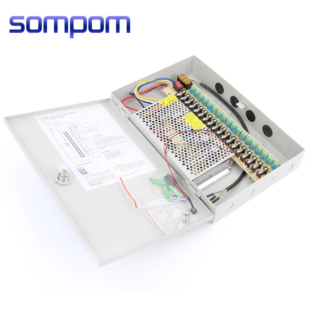 Sompom 12V 20A 18 каналов 240W Переключение cctv Блок питания