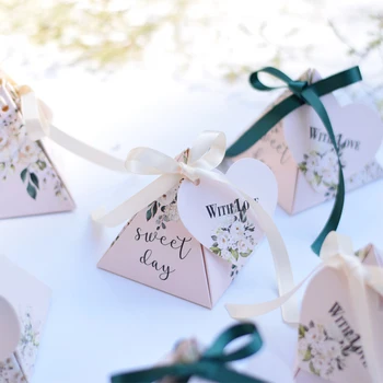 

New Triangular Pyramid Candy Box Wedding Favors and Gifts Boxes Chocolate Box Giveaways Boxes Party Christmas gift packaging