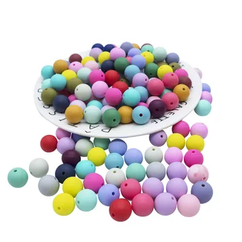 

200pcs 12mm Silicone Beads Food Grade Silicone Baby Teething Newborn Nursing Pacifier Chain Baby Teethers BPA Free Chews