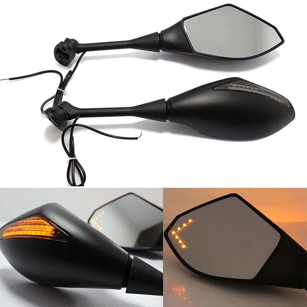 MOTORCYCLE LED TURN SIGNAL MIRRORS for KAWASAKI NINJA 6R 9R 650R 250R 636 YAMAHA YZF R1 R6 R6S/ SUZUKI GSXR 600 750 1000 KATANA |