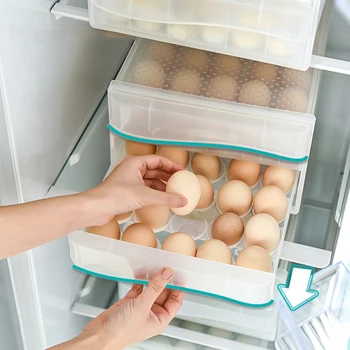 

30/60 Grids Refrigerator Egg Storage Box Durable Plastic Transparent Egg Case Anti-Collision Tray Container Kitchen Supplies