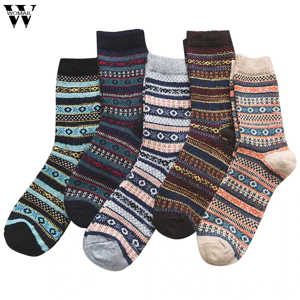 Womail Fashion, партия из 5 пар Для женщин Повседневное Зимняя Толстая теплая шерстяная куртка с Винтаж красочные вязать мягкие носки для малыша плотные