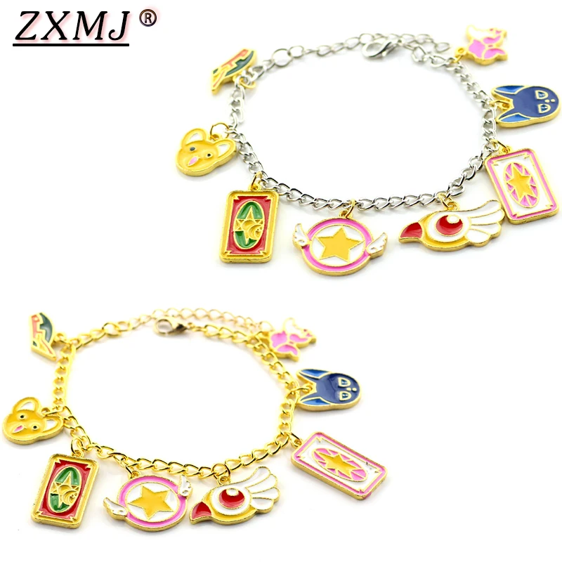 

ZXMJ Cartoon Anime Sailor Moon Bracelet Magic Card Gold Silver Charm Bracelets Bangles Female Women Men Gifts For Fans Jewelry