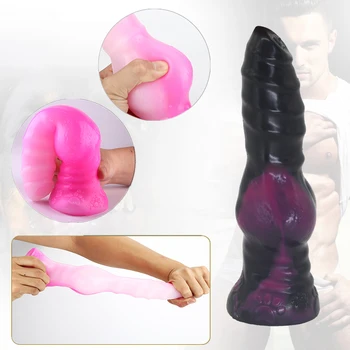 Huge Anal Plug Big Butt Plug Silicone Animal Dog Dildo Colorful Realistic Dog Penis Sex Toys For Women Lesbian Knotted Dildos 2