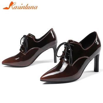 

KARINLUNA New Fashion Elegant Lady Spring Office Pumps shoelace Pointed Toe High Heels Mixed Color Pumps Women Shoes Woman