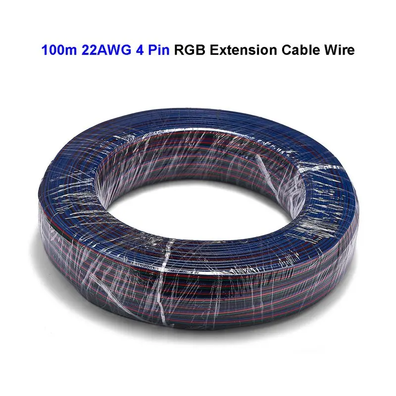 

100m 4 Pin 22AWG 20AWG 18AWG Electric Wire Tinned Copper Wire 3528 5050 RGB LED Strip Extension Cable For SM JST Connector