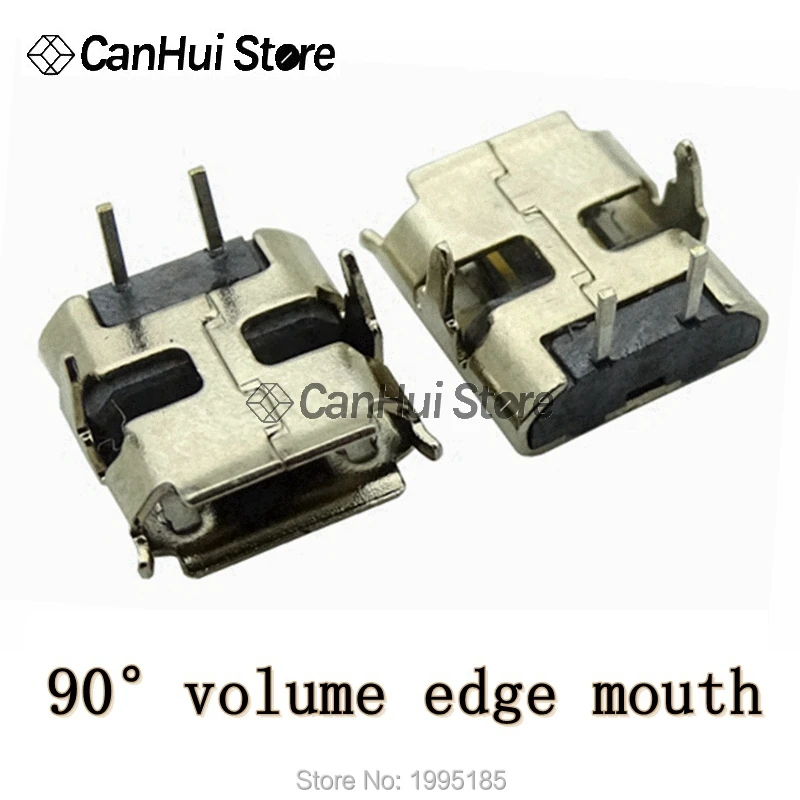 Micro USB Connector 20/50Pcs 2Pin 90/180 degrees B Type Female for Mobile Phone