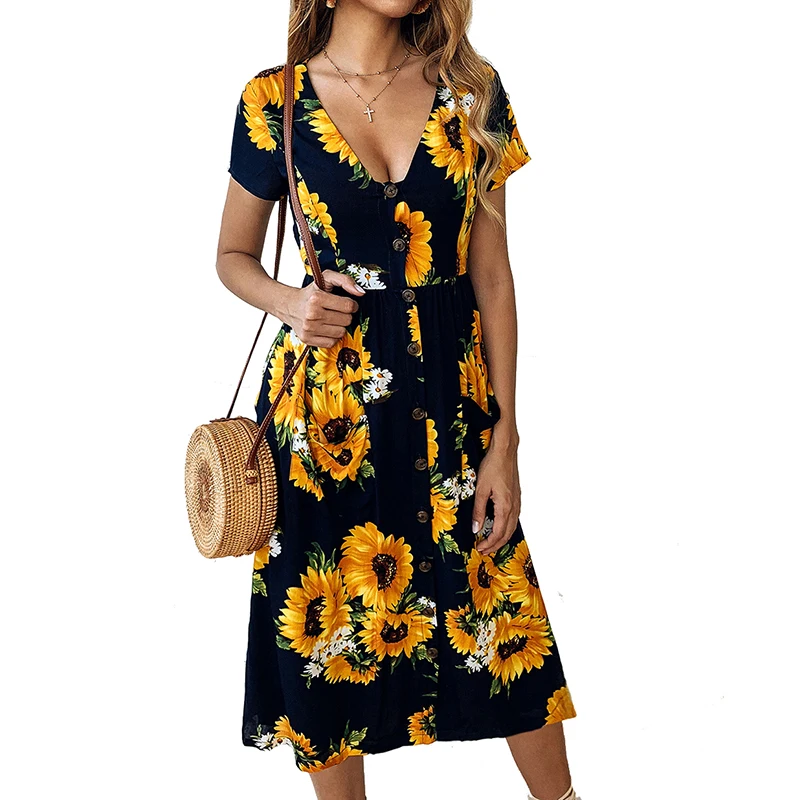 Sunflower dress womens Clearance