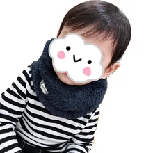 New Plush Autumn Winter Children Scarf Cotton Baby O ring Scarf Cartoon Boys Girls Velvet Scarf Kids Neckerchief Warm Scarf