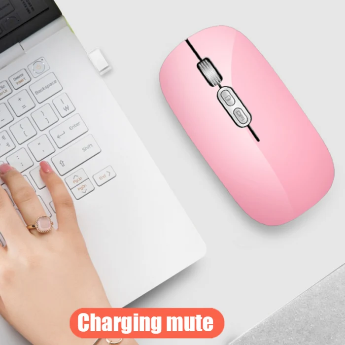 2.4G Office Wireless Mouse Mute Charging Mouse with USB Receiver Compatible for Notebook NK-Shopping