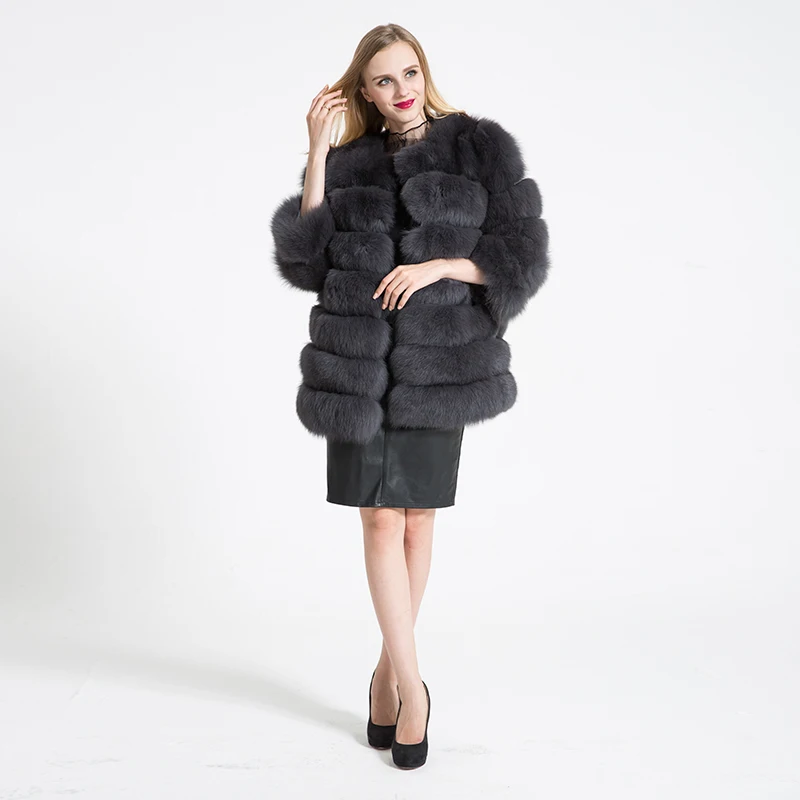 Женская зимняя шуба с натуральным мехом, 90 см, модная, отстегивающаяся, теплая, толстая, верхняя одежда для женщин, натуральный мех