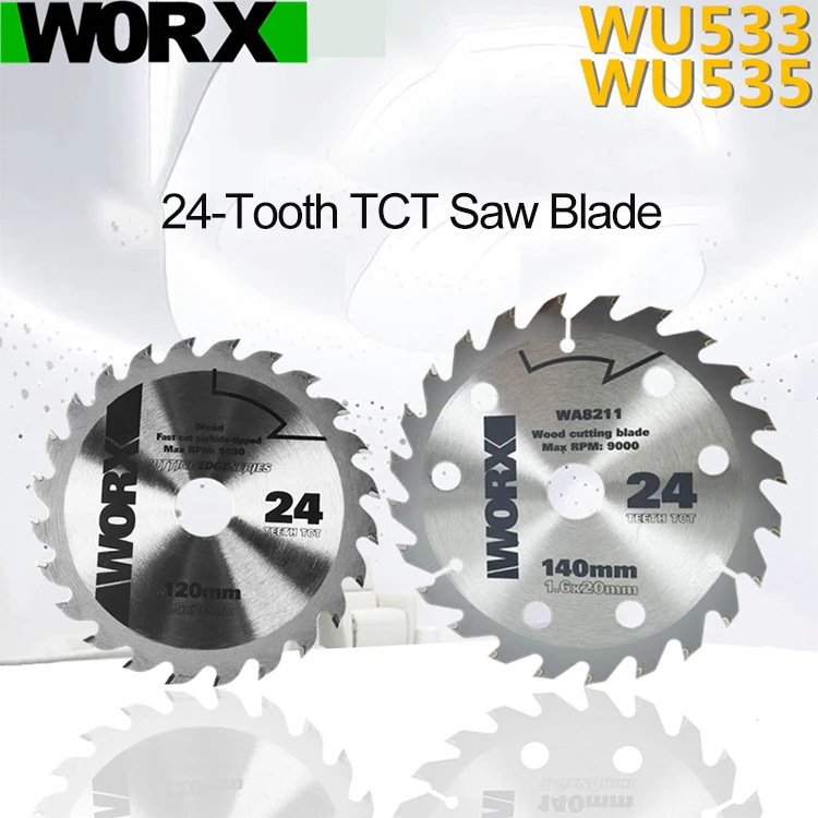 

WORX Woodworking Saw Blade WU533 Special 120mm Original Circular Saw Blade Cutting Blade 24 Teeth WU535 Saw Blade 140mm