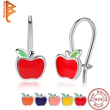 BELAWANG, милые серьги-гвоздики с красной эмалью в виде яблока для женщин и детей, подлинные серьги из стерлингового серебра 925 пробы, подарок на Рождество