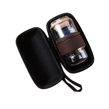 

Portable Travel Quik Cup Glass Tea Set Kung Fu Tea Cup a Pot Two Cup Elegant Cup