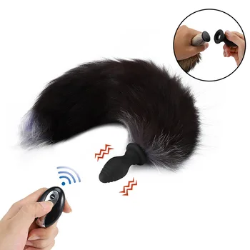 Remote Vibrating Anal Plug Tail Anal Vibrator Sex Toys Butt Plug Fox Tail for Women Man Anal Dildo Masturbator Prostate Massager 2