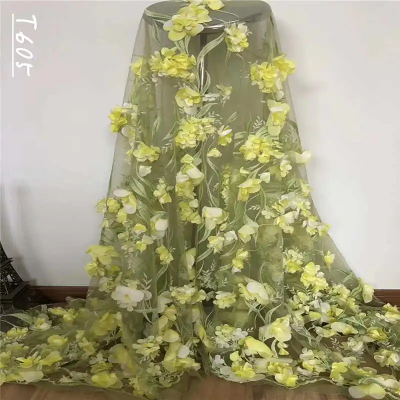 As Picture Модная африканская кружевная ткань высокого качества 3D Цветочная ткань вышивка с мягкими цветами французский Тюль Чистая кружева для свадебного платья - Цвет: As Picture
