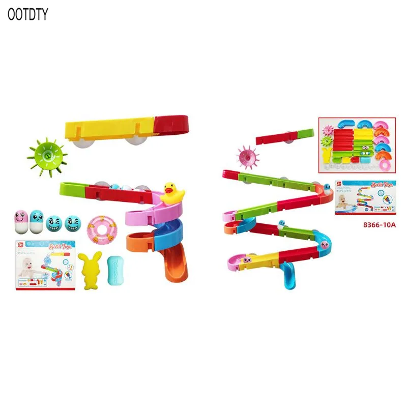 

OOTDTY Bathroom Watermill Toy Bath Orbits Track Game Shower Swimming Pool Toys for Kids Boys Girls