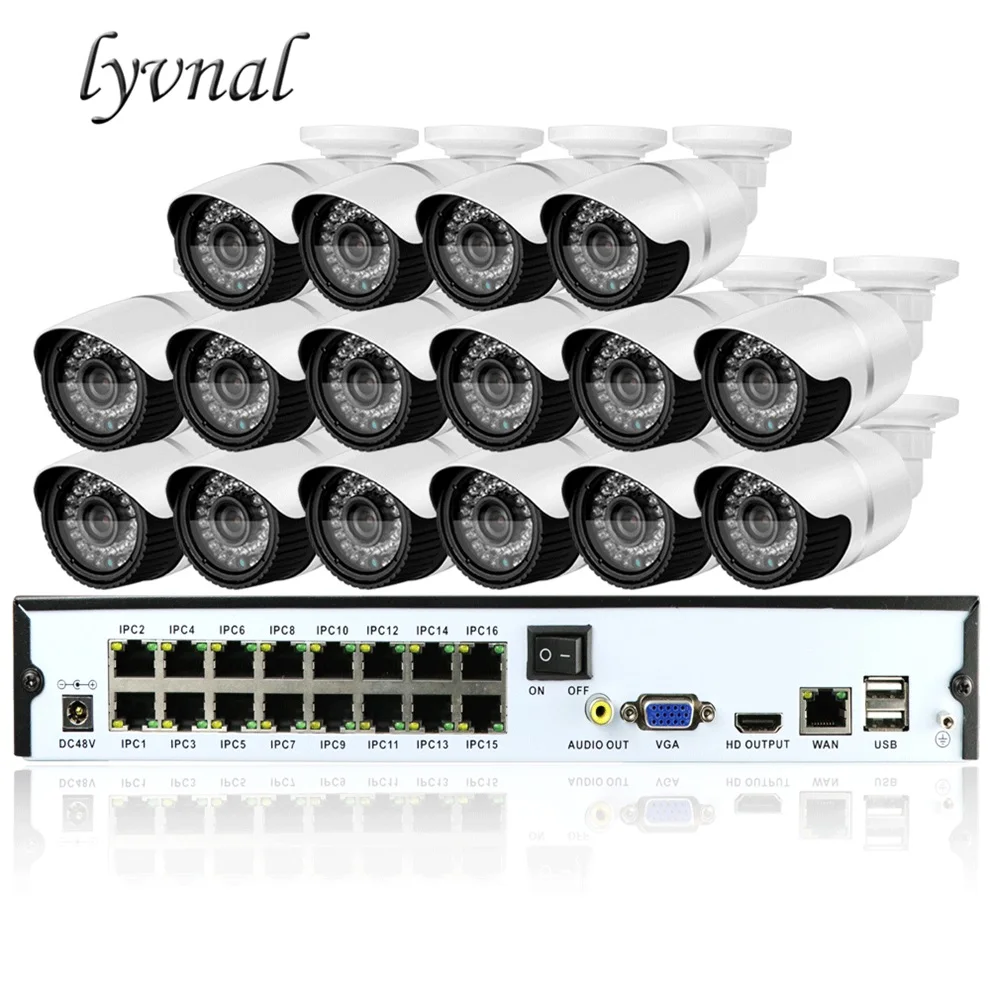 Белый LYVNAL h.265/264 5mp Система Видеонаблюдения poe Комплект uhd 5mp ip-камера 16CH POE NVR plug and play комплект видеонаблюдения poe 16ch nvr 4k 1080p - Цвет: Белый