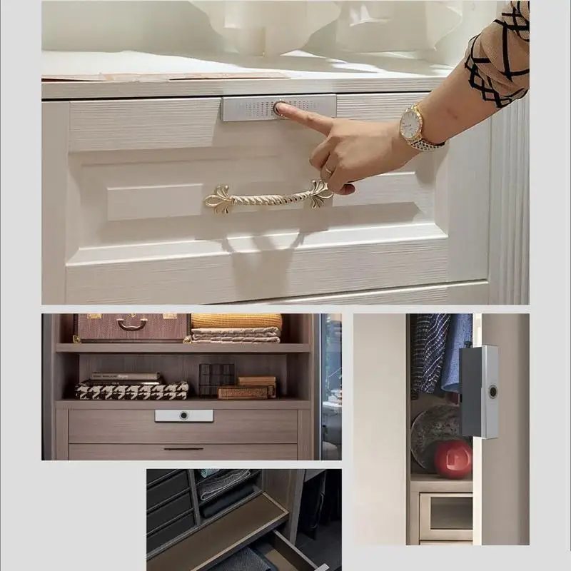 Без ключа деревянная коробка мебель ящик отпечатков пальцев замки бытовой обувной шкаф без сверления требуется для домашнего офиса шкаф