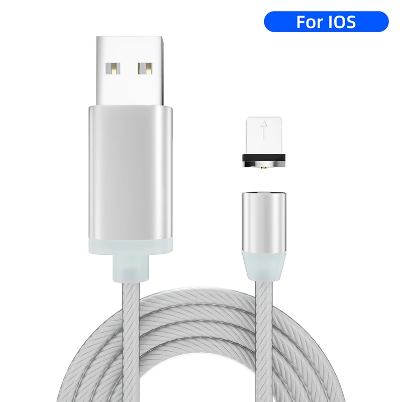 Магнитный usb-кабель Tpye C с светящимся потоком для iPhone XR XS 7 8, зарядное устройство для быстрой зарядки, Магнитный зарядный кабель type-C USB-C, шнур для передачи данных - Цвет: For iPhone