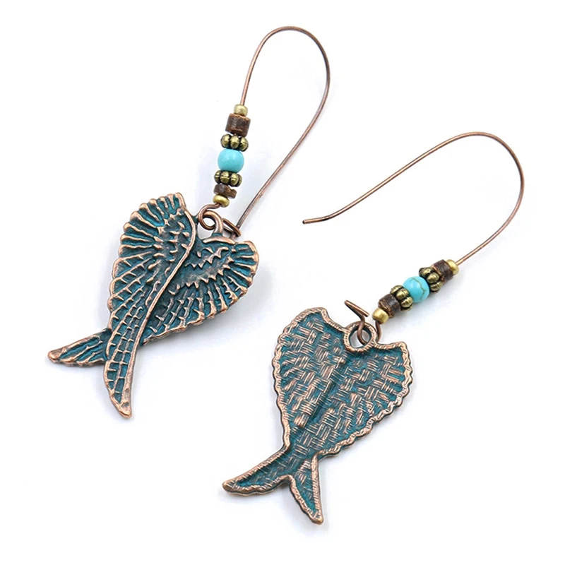 Панк ретро крылья ангела серьги Висячие перья Серебро Висячие металлические серьги для женщин сплав готические ювелирные изделия