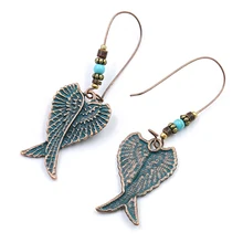 Панк ретро крылья ангела серьги Висячие перья Серебро Висячие металлические серьги для женщин сплав готические ювелирные изделия