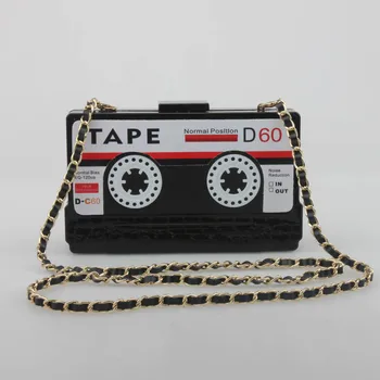 

European American Style Acrylic Transparent Handbag Tape Cassettes Evening Bag Clutch Hard Box Shoulder Bags Small Party Purse