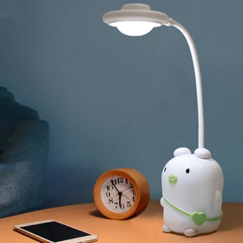 

Cartoon Silicone Pig Press Sensor LED Night Light for Children Baby Kids 3 Modes Eye Protection USB LED Night Lamp