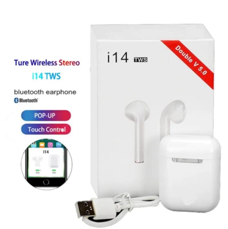 i14 tws with box i14 TWS auriculares inalablicos Bluetooth auriculares invisibles para telefono inteligente pk i11 i12 i7s i20 i60 i30 - Цвет: i14 tws with box