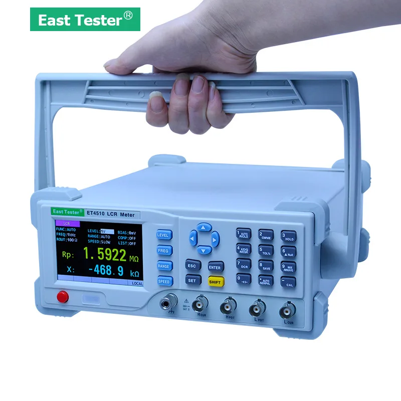 Multi Tester Adjustable Measuring Frequency 10hz~100KHZ Resistance Meter Impedance Analyzers Capacitance Meters Instruments Digital Benchtop LCR Meter ET4510 Desktop LCR Bridge with USB and RS-232