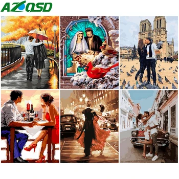 

AZQSD DIY Coloring By Numbers Couple Picture Artcraft On Canvas 40x50cm Oil Painting By Numbers Portrait Home Decoration
