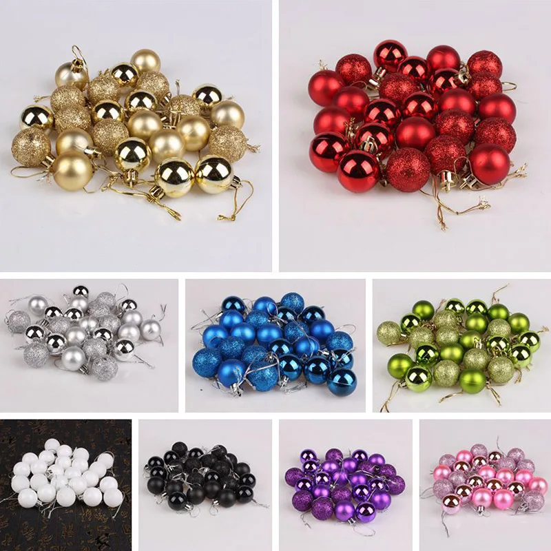 

24pcs/Box 30mm Xmas Party Hanging Ball Ornament Decor Christmas Tree Decor Ball Bauble For Home Christmas Decorations Gift