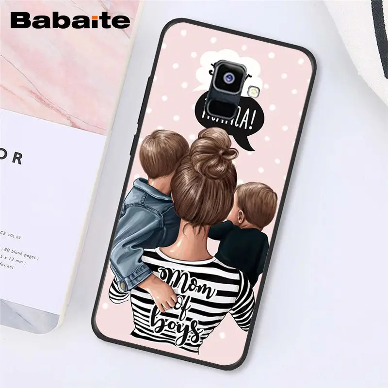 Babaite, модные, черные, коричневые волосы, для мамы, дочки, сына, папы, PhoneCase для samsung A7, A50, A70, A8, A3, A6, A8 Plus, A9