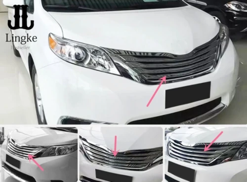 

5pcs Chrome Front Hood Center Grille Cover Trim For Toyota Sienna PMV 2011-2017