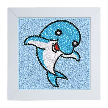 

dolphin 5D Diamond Painting Kit for Kids, Full Drill Painting Kits with Wooden Frame