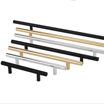 

Gold aluminum Handle Simple T bar long handles Kitchen Cabinet doorknob Wardrobe drawer knobs Bedroom furniture hardware pulls