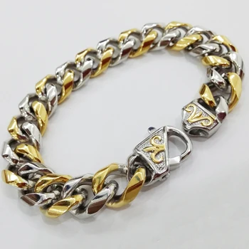 

13/15mm Jewelry Mens Bracelet Cuban Curb chains 316L Stainless Steel Bracelet for Bangle Male Accessory Wholesale