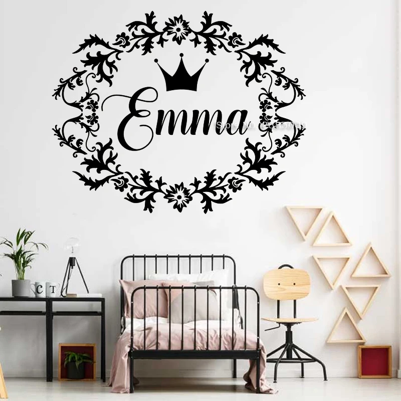 Corona Pegatina Personalizada Nombre Pared Calcomania Casa Estilo