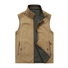 8528 Spring And Autumn Men Waistcoat Double-sided Wear Season Thin Waistcoat Casual Middle Aged And Elderly People Daddy Clothes