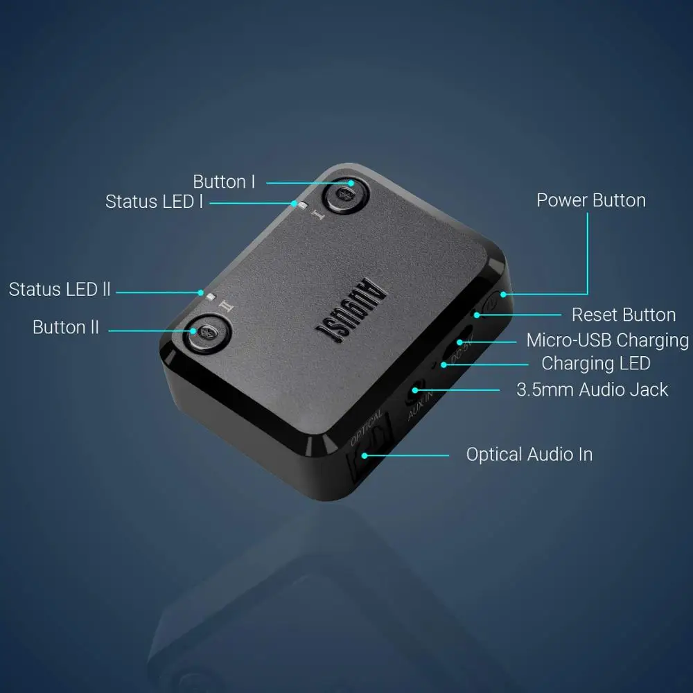 Bluetooth передатчик August MR270 aptX HD с низкой задержкой v5.0 две пары беспроводных