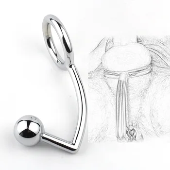 BDSM Spielzeug Penis Ring mit Anal Haken Edelstahl Butt Plug Cock Ring Keuschheit Gerät für Männer 1
