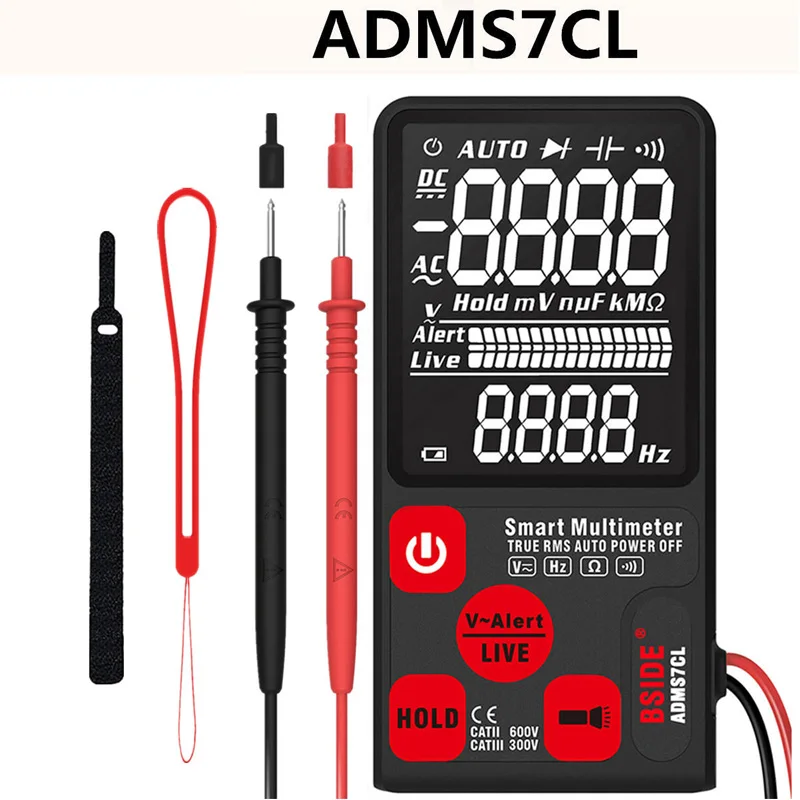 ADMS7CL Ультра-Портативный Цифровой мультиметр BSIDE ADMS7 S9CL Большой 3," ЖК-дисплей 3 он-лайн Дисплей вольтметр переменного тока в постоянный Напряжение бесконтактная проверка напряжения переменного Гц Тестер - Цвет: ADMS7CL