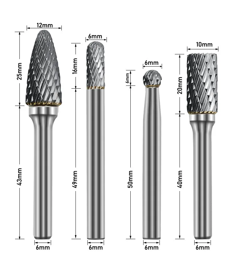 Binoax 8 pçs conjunto de rebarbas carboneto