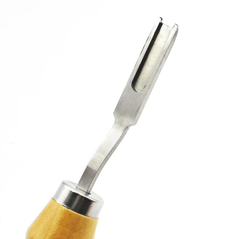 DIY Handmade French Style Leather Edge Beveler Cutting Skiving Trimming Edge Cutting Knife for Leather Craft Tool Wood Handle